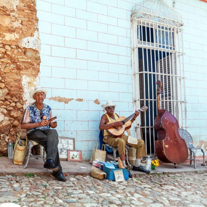 Trinidad, Cuba – March 30, 2012: street music band of four aged men